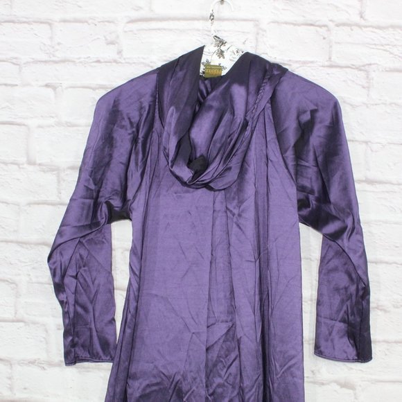 Maralyce Ferree Purple Nylon Hooded Full Length Long Raincoat Jacket Size M - Picture 5 of 8